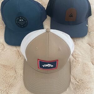 Trendy Trucker Hats Set in Blue and Tan
